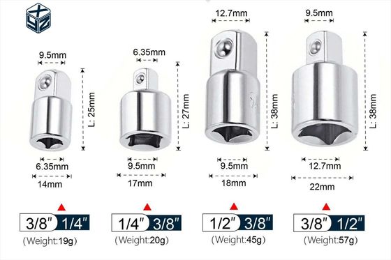 1/2&quot; zilveren adapter en reducer met natuurlijk CRV materiaal