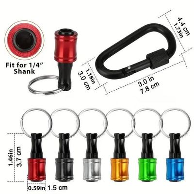 Zwarte oxide afwerking 6pcs Quick Release 1/4 inch Hex Schank Schroef Driver Bit Holder Sleutelhanger