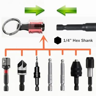 Zwarte oxide afwerking 6pcs Quick Release 1/4 inch Hex Schank Schroef Driver Bit Holder Sleutelhanger