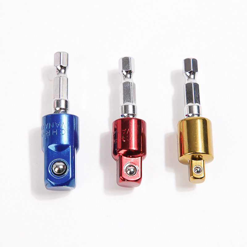 Hand- en elektrisch gereedschap 1/4' 54mm CRV materiaal kleurrijke universele stopcontact adapterset