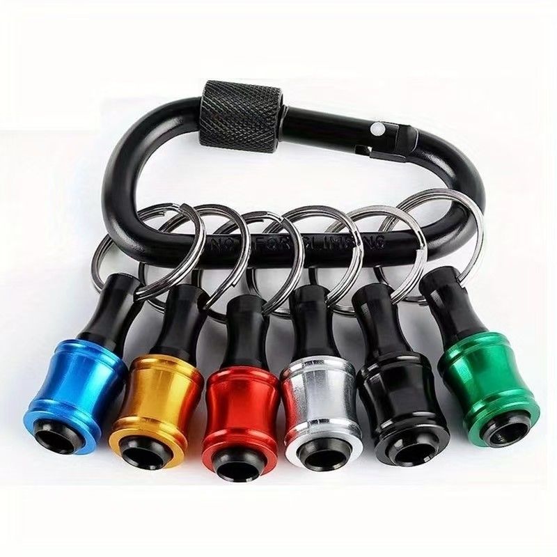 Zwarte oxide afwerking 6pcs Quick Release 1/4 inch Hex Schank Schroef Driver Bit Holder Sleutelhanger