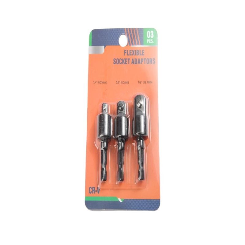 CRV Zwart Chrominum Vanadium Steel Universal Socket Adapter Set met Blister Package